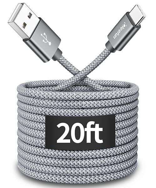 CLEEFUN 20ft Long USB Type C Cable Nylon Braided Charger Compatible with Samsung Galaxy Note LG Moto Pixel Switch and More