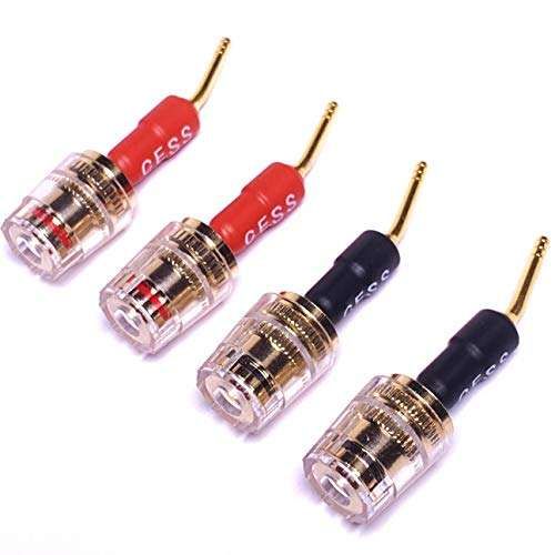 CNCESS CESS-162 Pin Banana Plug to 4mm Female Jack - 4 Pack Screw-Type Speaker Wire Connectors