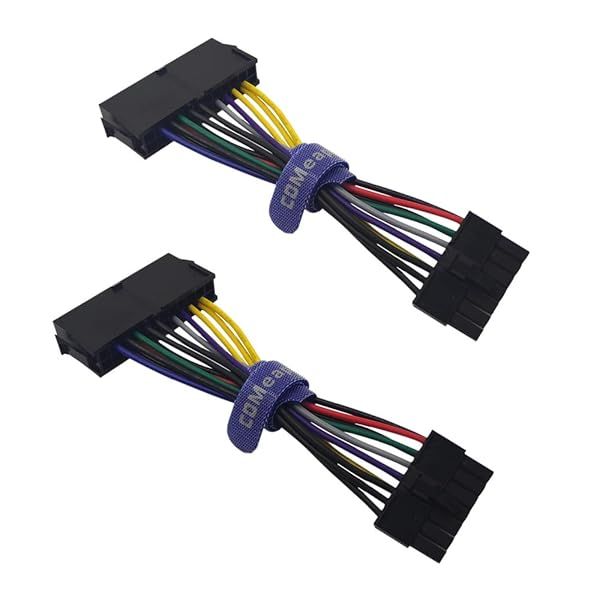 COMeap 2-Pack 24 Pin to 14 Pin ATX PSU Main Power Adapter Cable for IBM Lenovo PCs and Servers 5.5 inch Short Type