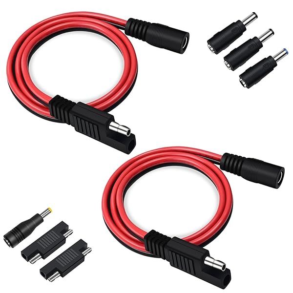 COMeap 2 Pack SAE to DC Adapter for Jackery Solar Panel - DC5521 Connector with Polarity Adapter for Explorer Series
