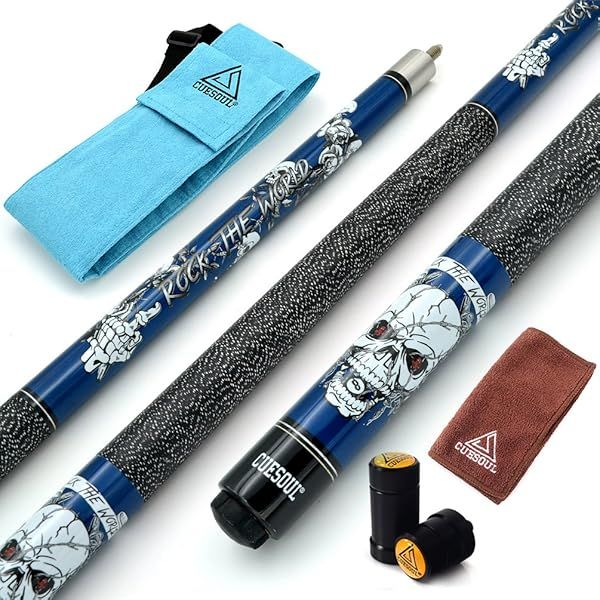 "Buy CUESOUL 58" 20oz Maple Pool Cue Stick Kit - Stylish Blue Design for Ultimate Performance"