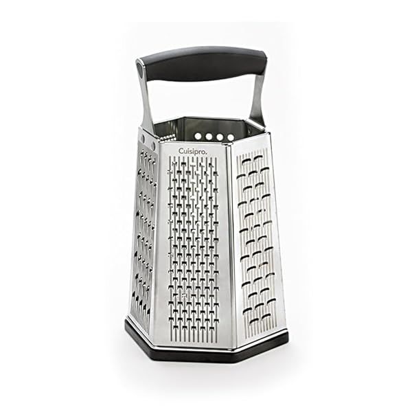 CUISIPRO 6-Sided Box Grater in Black - Versatile Kitchen Tool for Effortless Grating & Shredding