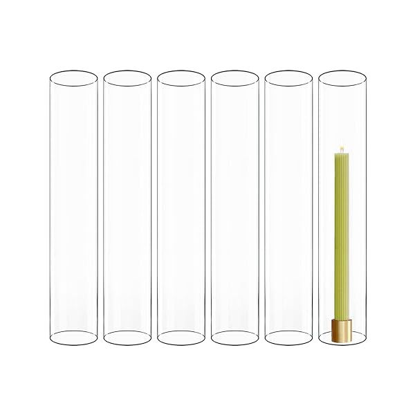 Shop CYS EXCEL 6 PCS Glass Hurricane Candleholder Tube Shades - Open Flame Candle Covers in Multiple Sizes
