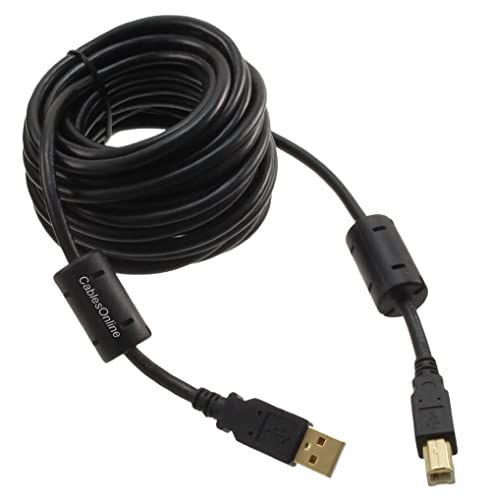 20ft Hi-Speed USB 2.0 A-Male to B-Male Cable - Gold Plated, Ferrite Cores | Cablesonline