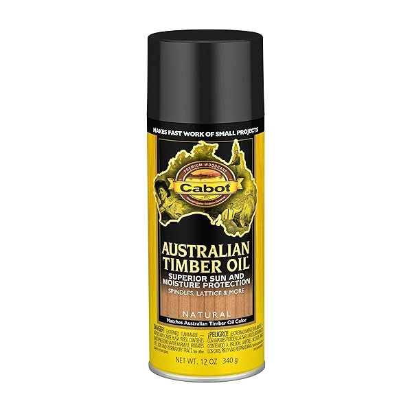 Cabot Australian Timber Oil Stain & Protector - Natural 12 oz Aerosol Can for Ultimate Wood Care