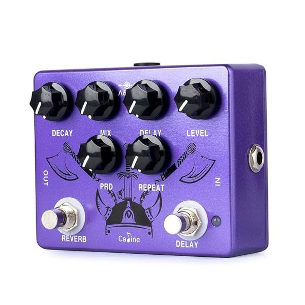 Caline Pedals CP-80 Reverb Delay Effects Pedal for Acoustic Electric Guitar True Bypass Metal Purple