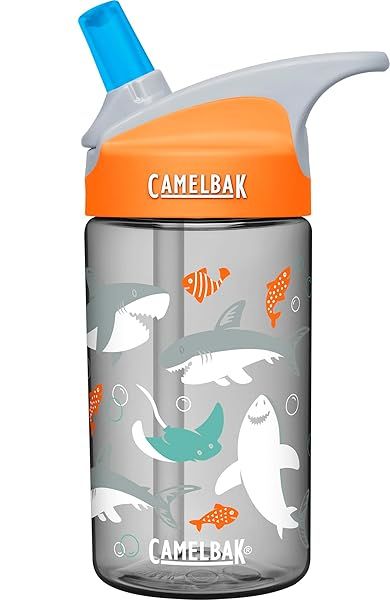 Spill-Proof CamelBak Eddy Kids Water Bottle 12oz - BPA-Free, Shark Design, Big Bite Valve