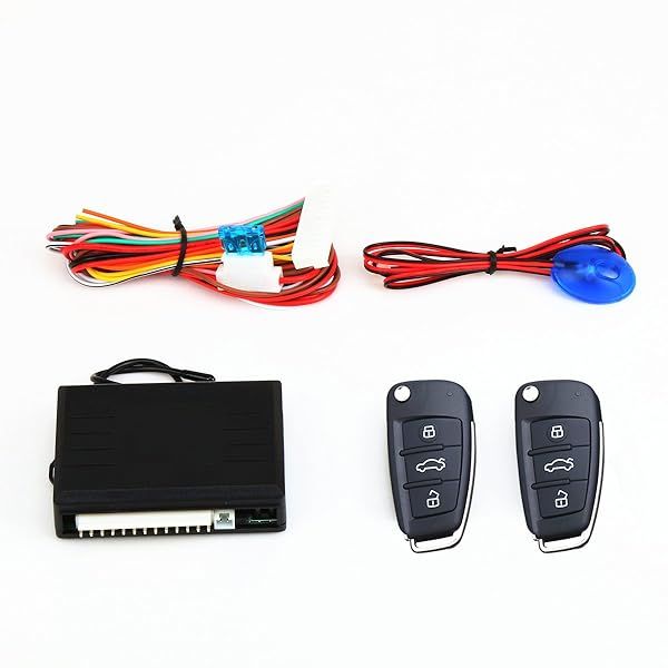 CarBest Car Alarm System Auto Remote Central Kit Keyless Entry Vehicle Door Lock with Remote Tail Box Open and Automatic Window Raise