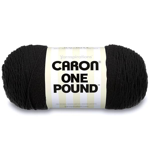 Caron One Pound Solids Yarn - 16oz Black, 100% Acrylic, Gauge 4 for Crochet & Knitting - Perfect Crafting Essential!