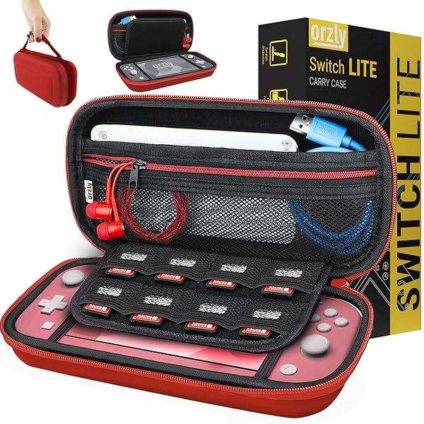 Portable Red Carry Case for Nintendo Switch Lite - Travel Storage for Games & Accessories