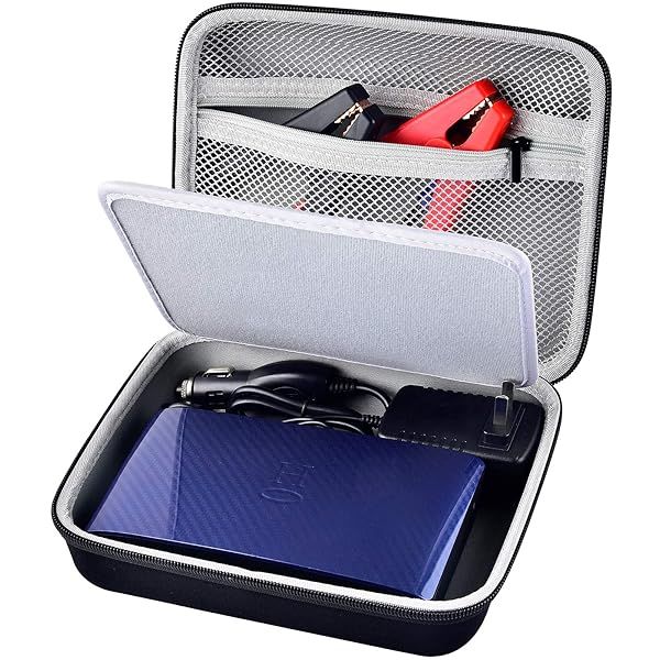 Case for Halo Bolt 58830 57720 mWh Portable Phone Laptop Charger Car Jump Starter, Power Bank Storage Holder with Mesh Pocket for AC Outlet, Car