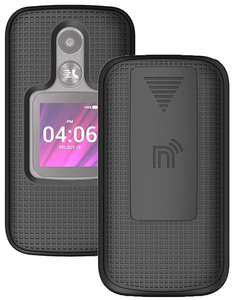 Alcatel MyFlip 2 Phone Case with Clip Hard Shell Cover and Rotating Belt Holster Black Model A406DL 2020