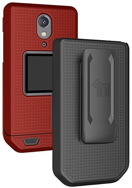 CAT S22 Flip Phone Case with Clip & Holster - Slim Red Hard Shell Cover Combo
