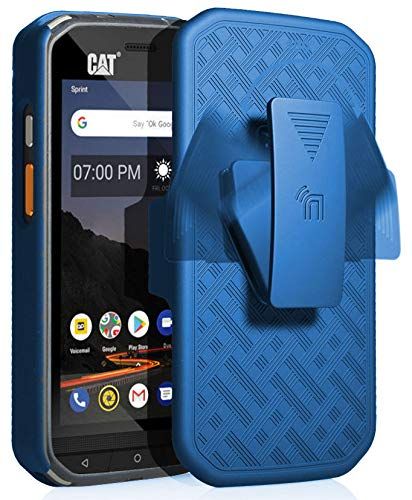 CAT S48c Case with Clip & Kickstand - Cobalt Blue Holster Combo for Verizon, Sprint, Unlocked Phones