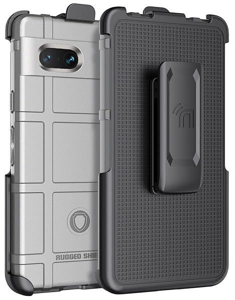Rugged Clip Case for Google Pixel 7a - Nakedcellphone Special Ops Armor with Rotating Belt Clip - Storm Gray