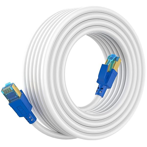 Cat 8 Ethernet Cable 30ft - High Speed 40Gbps LAN Cable for Gaming, Modem, Router - Durable & Shielded with Gold Plated RJ45