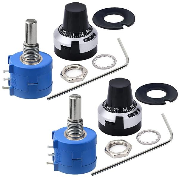 CenryKay 2PCS 3590S 100kohm 10 Turn Rotary Wire Wound Precision Potentiometer Adjustable Resistor Counting Dial Rotary Knob