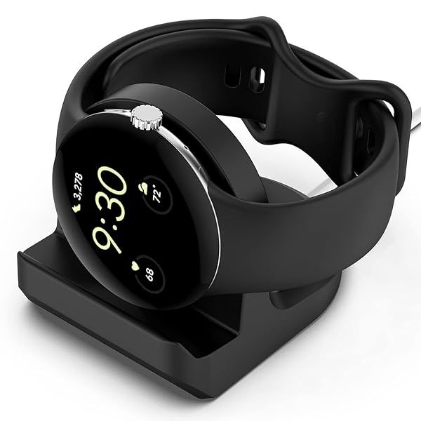 Charger Stand for Google Pixel Watch, Silicone Charging Stand Dock Holder for Google Pixel Watch Original Charger (Black)