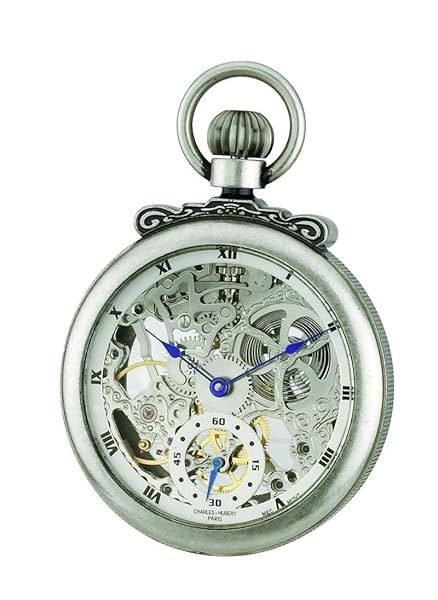 Charles-Hubert Paris 3869-S Classic Open Face Mechanical Pocket Watch - Antiqued Finish Elegance