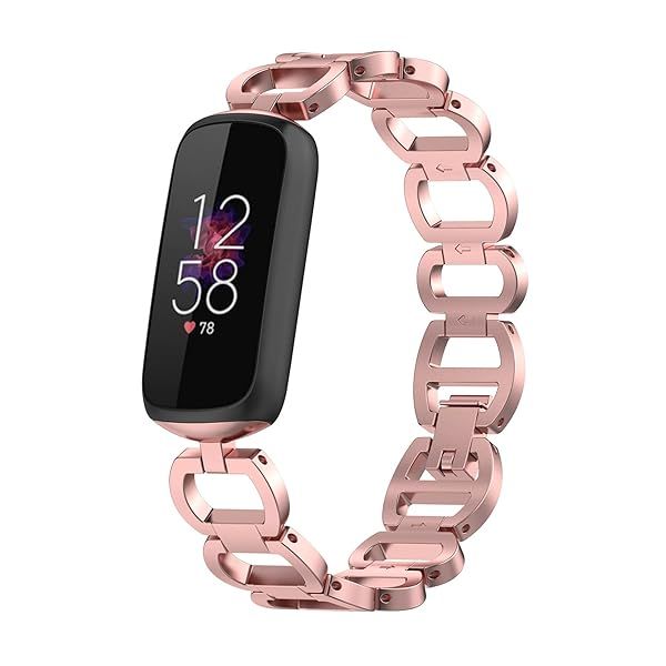Chofit Metal Replacement Bands for Fitbit Luxe Adjustable Stainless Steel Wristband Bracelet Strap for Women and Men Rose Pink