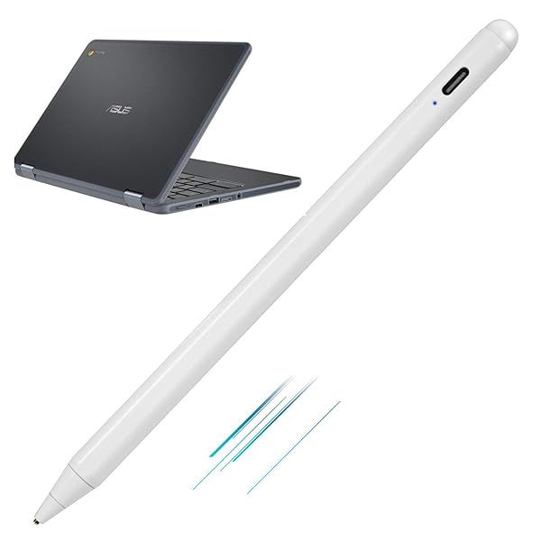 ASUS Chromebook Flip 2-in-1 Touchscreen Laptop Stylus Pen with Ultra Fine Tip and Rechargeable Touch-Control White