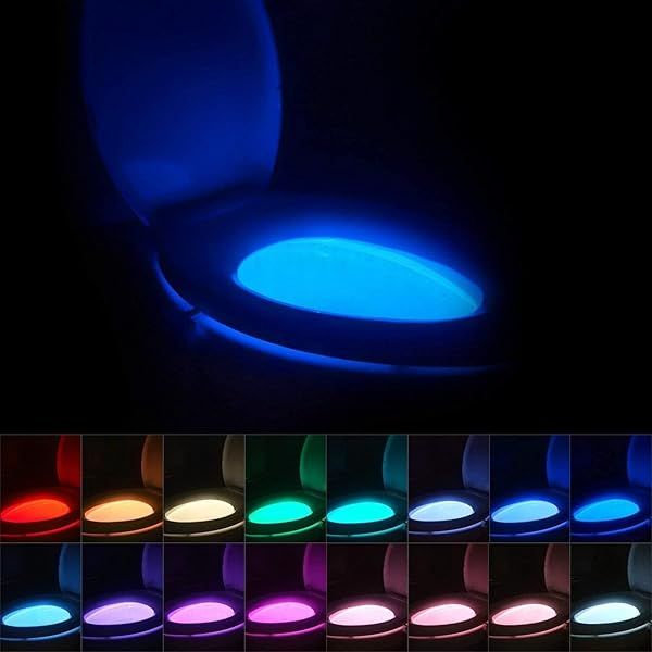Chunace Toilet Bowl Night Light: 16 Color LED Motion Sensor Gadget for Fun Bathroom Decor & Unique Gifts 2024
