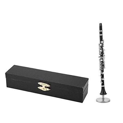 Miniature Black Clarinet Model - 16cm Brass Instrument for Dollhouse & Home Decor