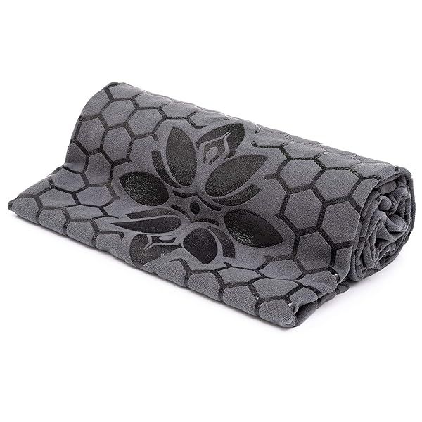 Clever Yoga Towel Mat: Non-Slip, Sweat-Absorbent Suede for Hot Yoga & Pilates - Honeycomb Design in Gray