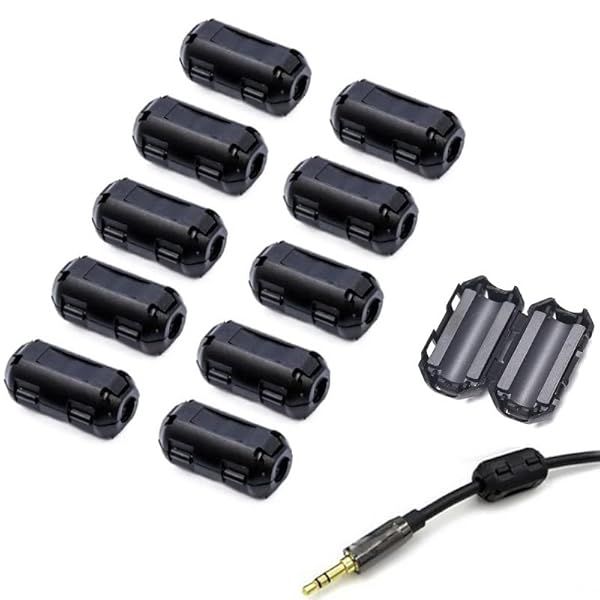 VSKEY 10pcs Clip-on Noise Filter for Home Audio: High-Frequency Ferrite Core Choke for TVs, Speakers & More