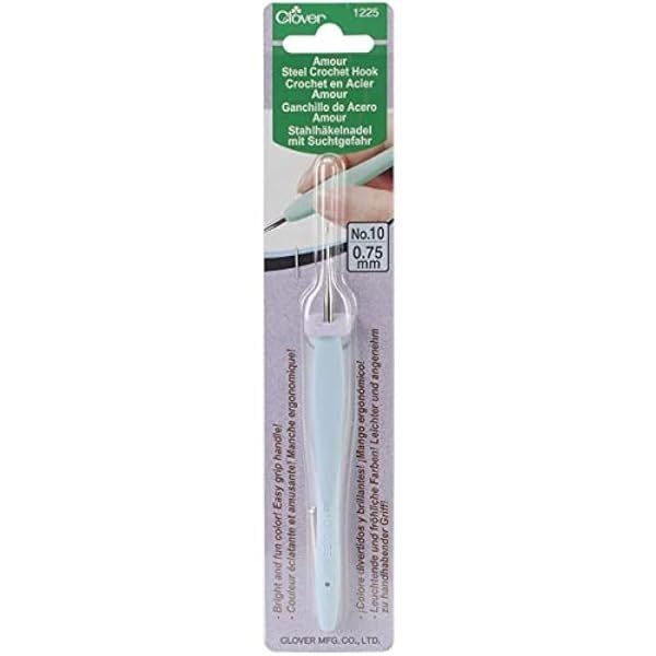 Buy Clover 1225 Amour Steel Crochet Hook No. 10 (0.75mm) - Blue | Perfect for Precision Crochet Projects