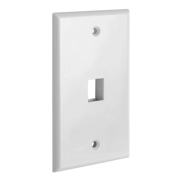Cmple 1 Port Keystone Wall Plate - Standard Ethernet Wall Plate Jack Insert - White 1 Gang Design