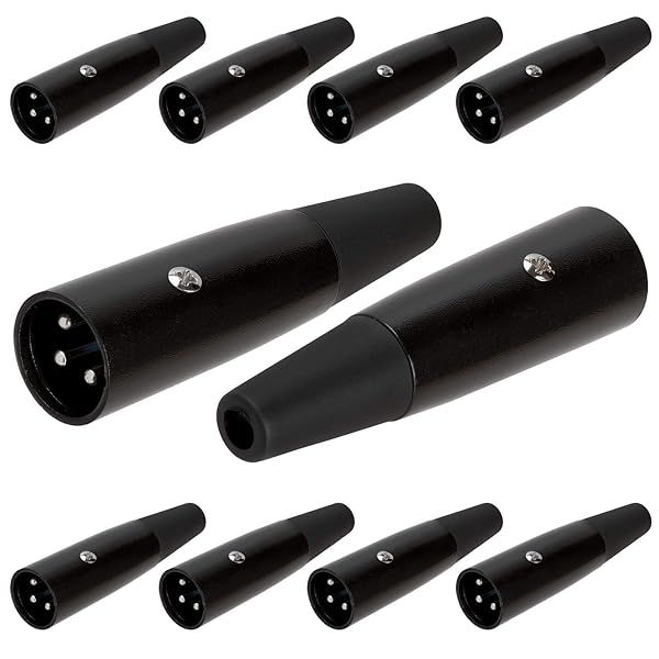 Cmple 10 Pack XLR Compact 3-Pin Male Jack Microphone Connector for MIC Speaker Metal Audio Cable for Headset Amplifier