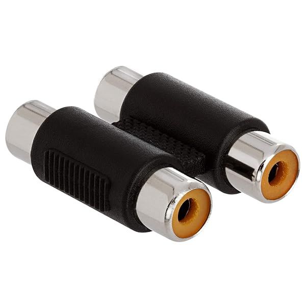 Cmple Dual Female RCA Coupler - 2-RCA Jack Joiner Adapter for AV Cable Connection