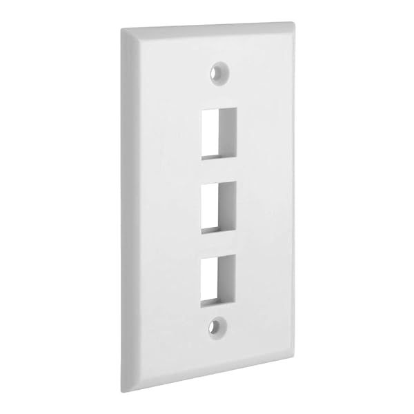 Cmple 3 Port Keystone Wall Plate - Single-Gang White Wall Plate with Standard Keystone Jack Insert