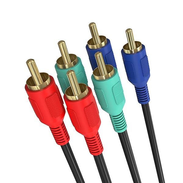 Cmple 12ft RCA Cable - Male to Male RGB Component A/V Cable for HDTV & Home Theater - High-Quality Black Audio Video Connection