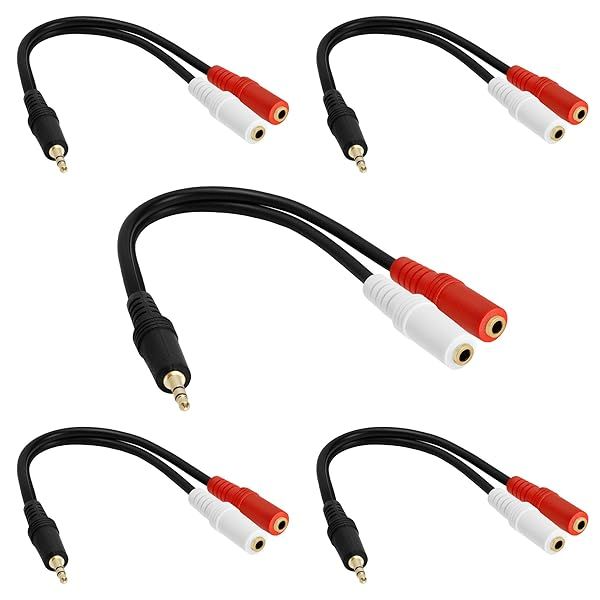 Cmple 3.5mm Audio Y Splitter Cable - 5 Pack Male to 2 Female Headset Adapter for Stereo Sound