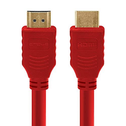 Cmple 3FT HDMI Cable - High Speed 4K UHD 60Hz, 18Gbps, 3D Audio Return - Red HDMI Cord for HDTV