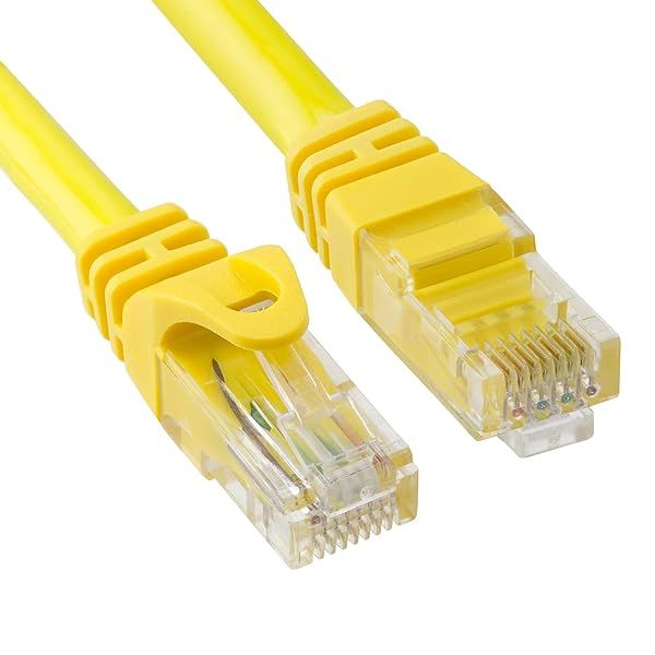 High-Speed Cmple RJ45 Cat-6 Ethernet Cable - 10Gbps, 1.5ft Yellow LAN Cord with Gold Plated Connectors