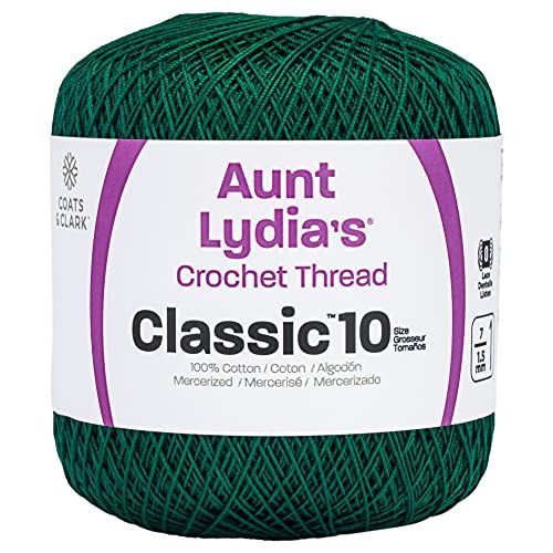 Coats Crochet Aunt Lydia's Cotton Classic Size 10 in Forest Green - Perfect for Your Next Project!