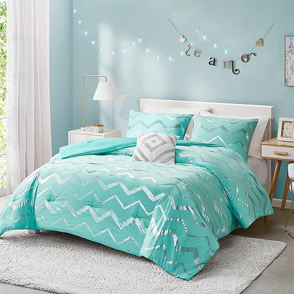 Codi Teal Bedroom Comforter Set Comfy Full Size Bedding for Teen Girls 4 Piece All Seasons Warm