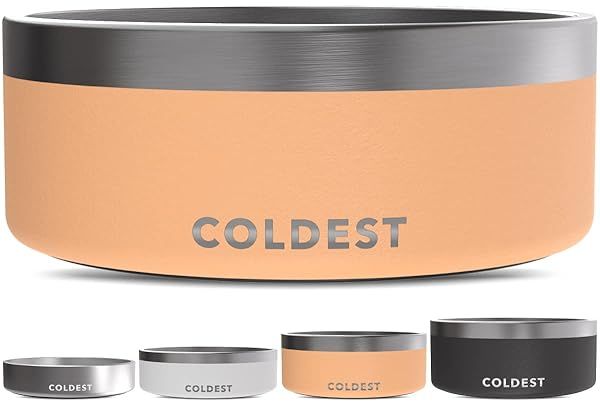 Coldest Dog Bowl: Heavy-Duty Insulated, Non-Slip & Rust-Proof - Perfect for Dogs & Cats (64 oz, Sahara Peach)