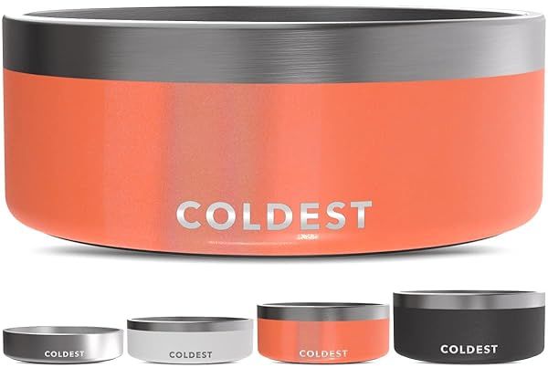 Coldest Dog Bowl: Heavy-Duty Insulated, Non-Slip & Spill-Proof - 64 oz Metal Bowl for Dogs & Cats, Dishwasher Safe, Candy Red Glitter
