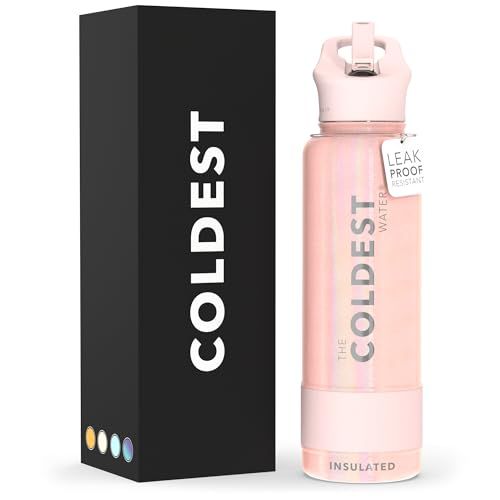 Coldest 40 oz Sports Water Bottle with Straw Lid - Vacuum Insulated, Leak Proof, Reusable Flask in Forever Pink Glitter