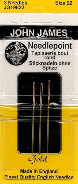 Colonial Needle Gold Tapestry Hand Needles Size 22 - 3 Pack for Perfect Stitching