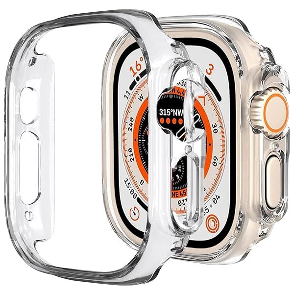 Compatible with Apple Watch Ultra 3 2 1 49mm Hard PC Case Cover - Impact Resistant, Shockproof, All-Around Edge Protective Bumper Cover (Clear)