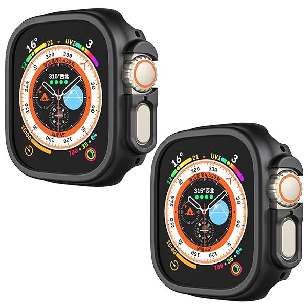 Compatible with Apple Watch Ultra 3 2 1 49mm Hard PC Case Cover - Impact Resistant, Shockproof, All-Around Edge Protective Bumper Cover (2 Black)