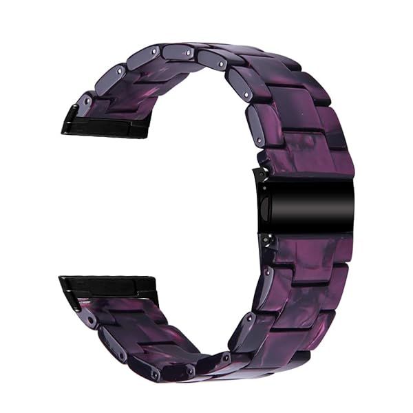 Fitbit Versa 3 Sense Fashion Resin Watch Band Replacement Bracelet Dark Purple Stainless Steel Clasp for Men and Women