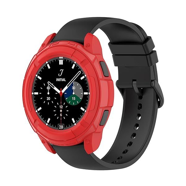Samsung Galaxy Watch 4 Classic 46mm Protective Edge Cover with Bezel Ring Frame Red