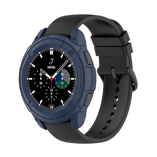 Samsung Galaxy Watch 4 Classic 46mm Protective Case with Bezel Ring Cover Frame Blue