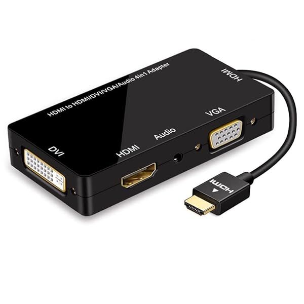 ConnBull 4-in-1 HDMI Adapter: 1080p HDMI to VGA/DVI Converter with Audio for Laptops & Projectors